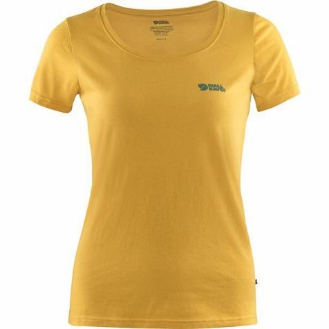 Fjallraven Logo T-Shirt Yellow Singapore For Women (SG-374644)